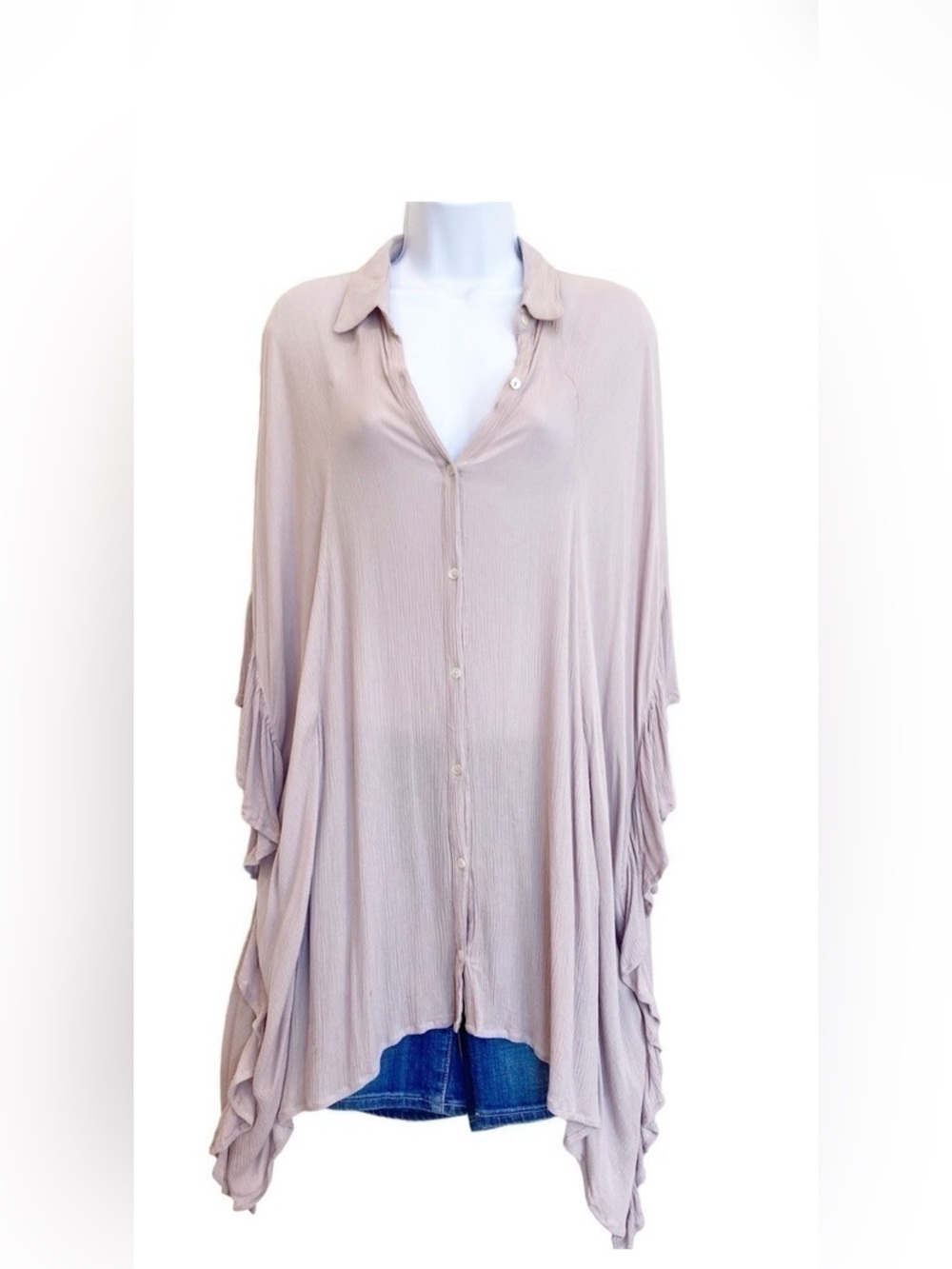 Free People Pale Pink Blush Tunic Top Fluttee Sleeve, Would fit lots of sizes!